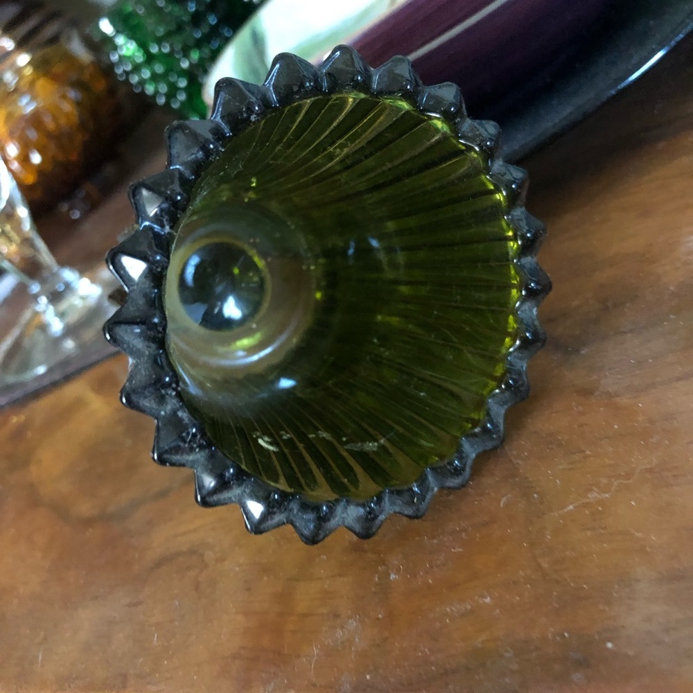 Vintage Green Glass Votive Candle Holder - Picture 3 of 6